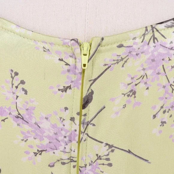 SOLD - Vintage Betsey Johnson Green & Purple Ribbon Floral Mini Dress - Picture 7 of 10